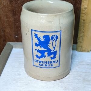 Vintage Stoneware Beer Mug Lowenbrau Germany .5 L